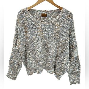 POL Popcorn Knit Textured Sweater Slouchy Neutral Cozy Soft Pullover L